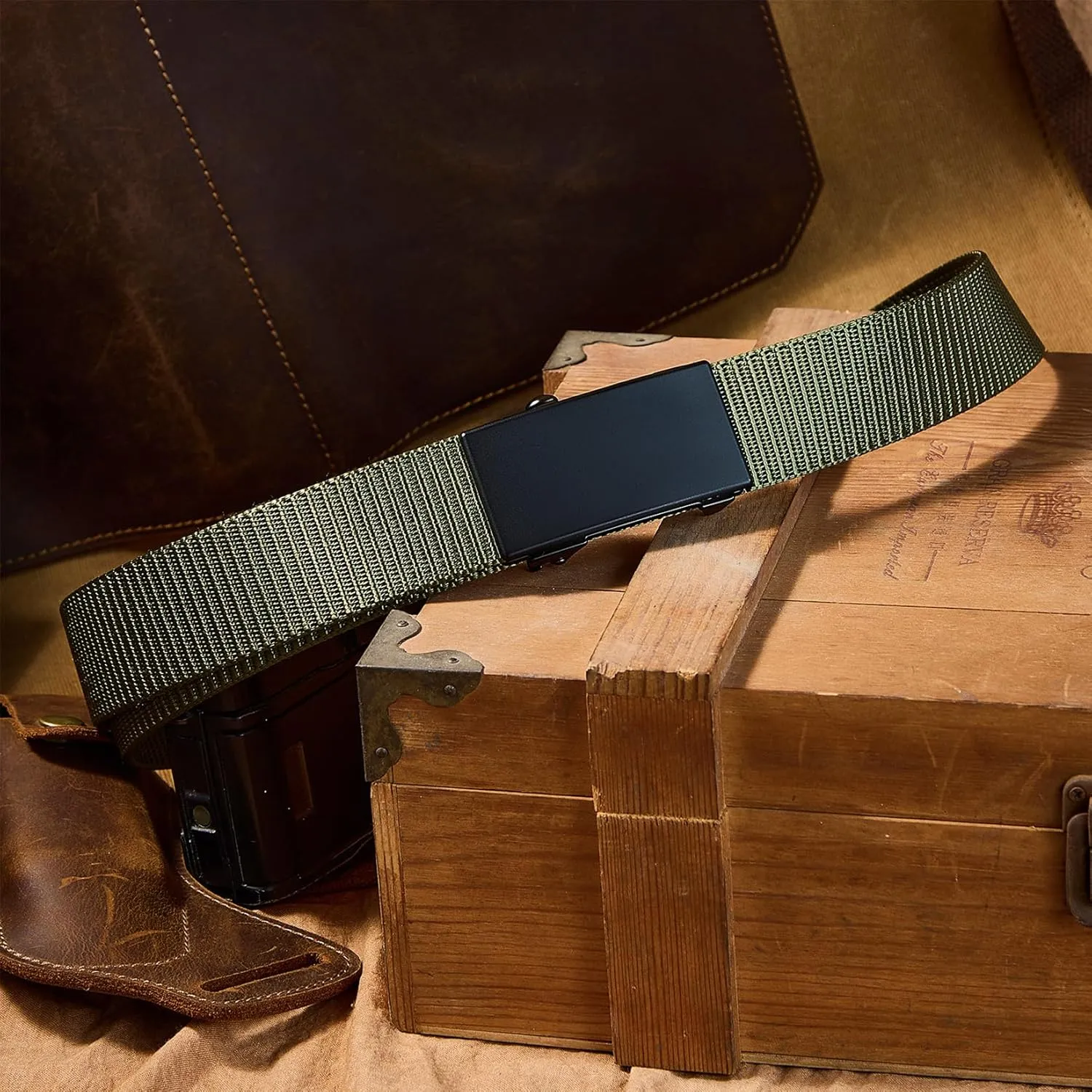 Men's Ratchet Web Belts,Outdoors Hiking Tactical Belt for Men,Nylon No Holes Golf Belts with Automatic Buckle