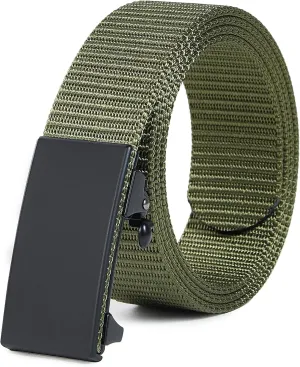 Men's Ratchet Web Belts,Outdoors Hiking Tactical Belt for Men,Nylon No Holes Golf Belts with Automatic Buckle