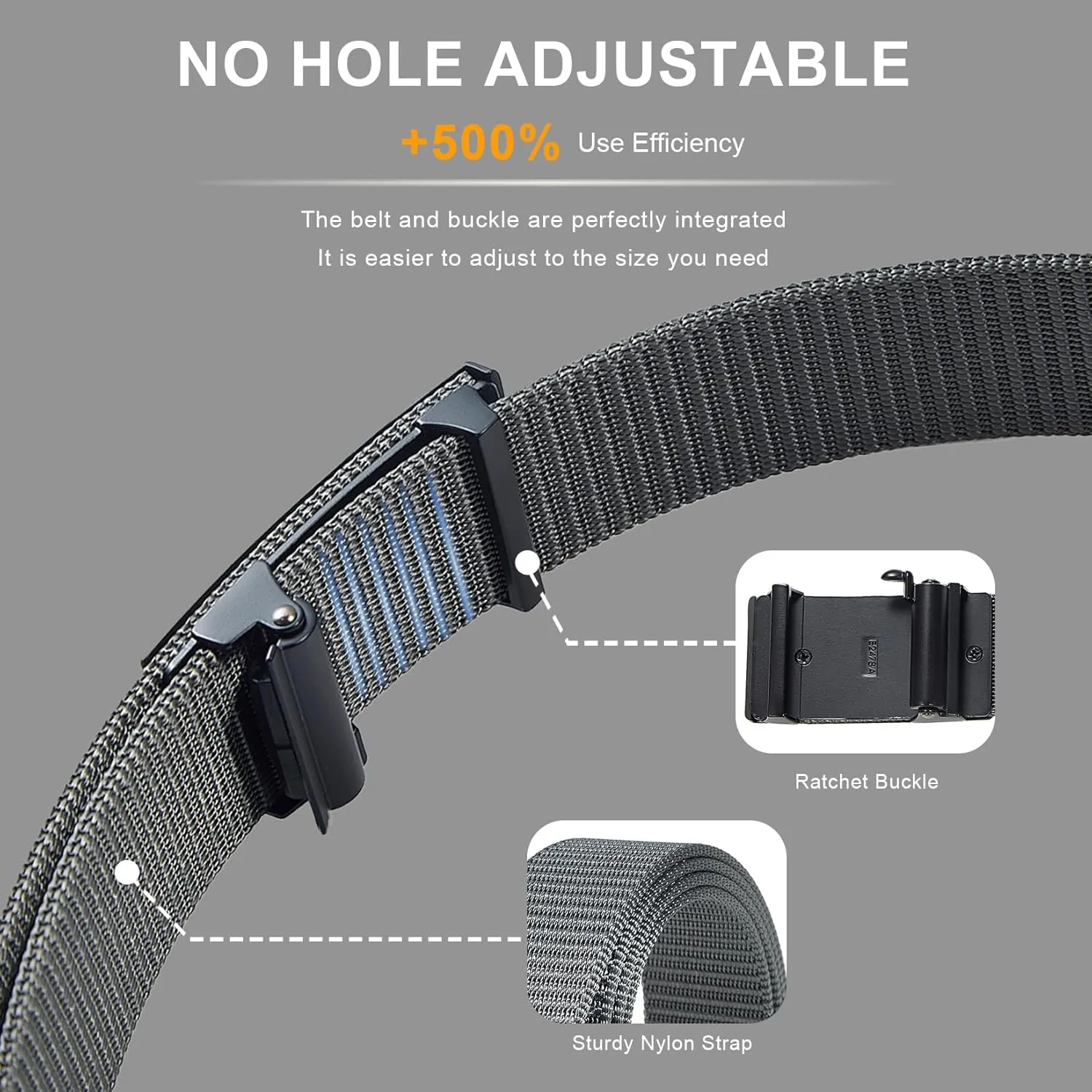 Men's Ratchet Web Belts,Outdoors Hiking Tactical Belt for Men,Nylon No Holes Golf Belts with Automatic Buckle