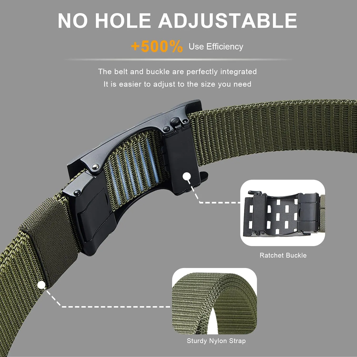 Men's Ratchet Web Belts,Outdoors Hiking Tactical Belt for Men,Nylon No Holes Golf Belts with Automatic Buckle