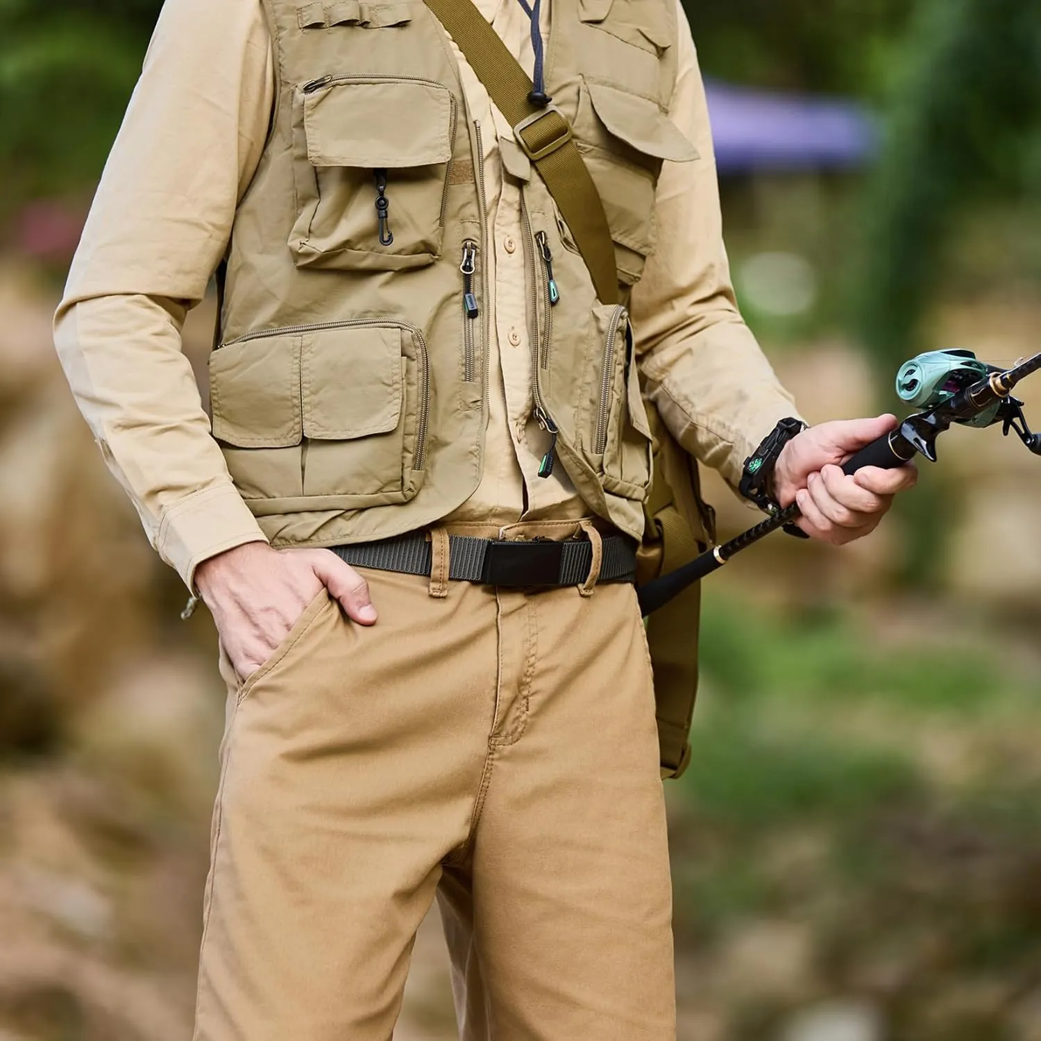 Men's Ratchet Web Belts,Outdoors Hiking Tactical Belt for Men,Nylon No Holes Golf Belts with Automatic Buckle