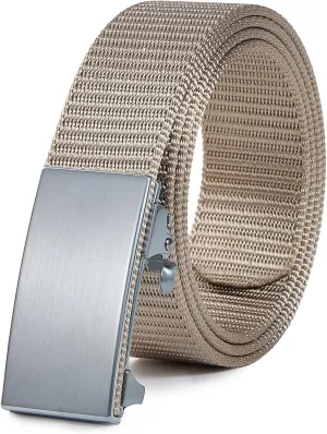 Men's Ratchet Web Belts,Outdoors Hiking Tactical Belt for Men,Nylon No Holes Golf Belts with Automatic Buckle