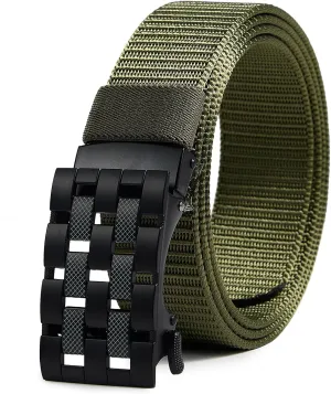 Men's Ratchet Web Belts,Outdoors Hiking Tactical Belt for Men,Nylon No Holes Golf Belts with Automatic Buckle