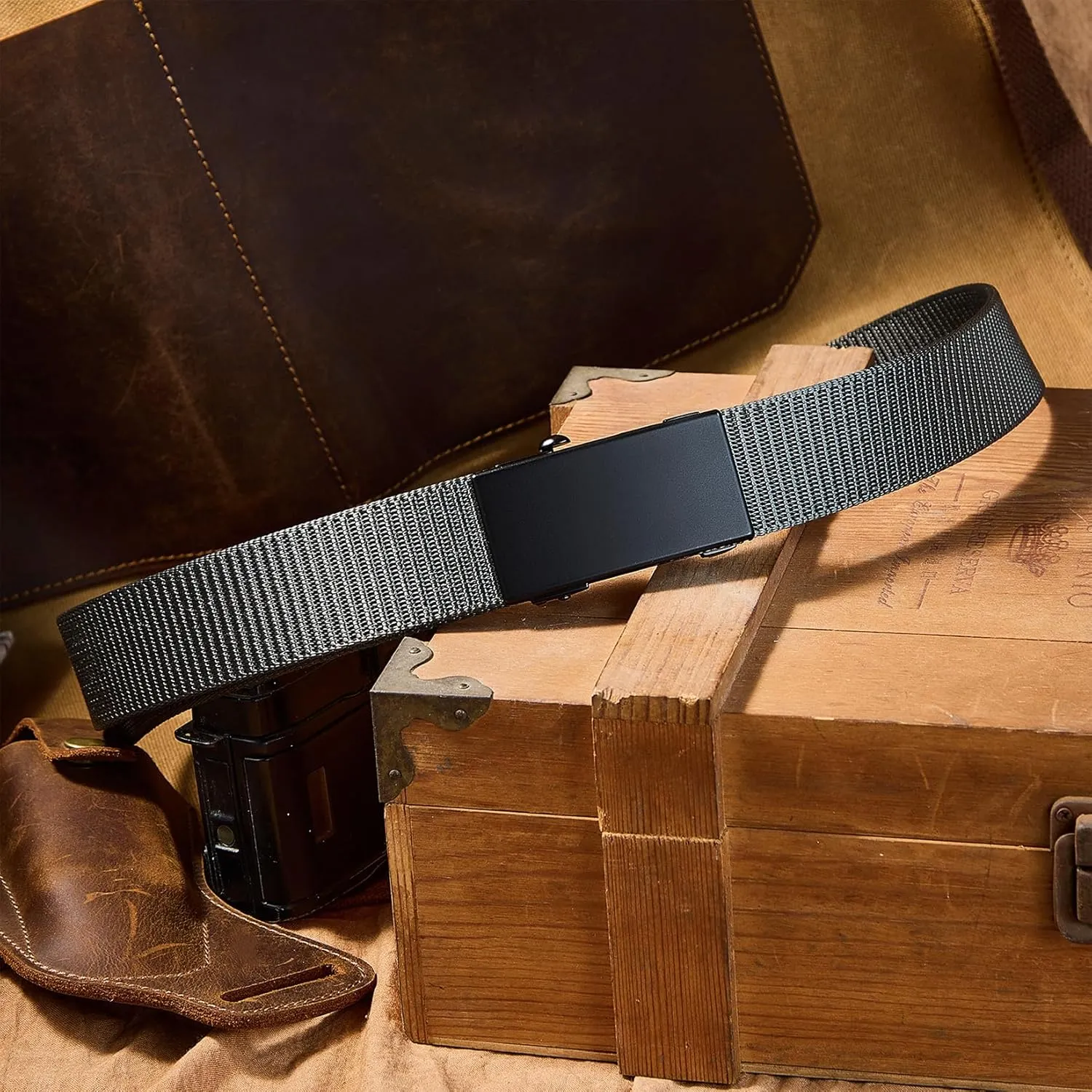 Men's Ratchet Web Belts,Outdoors Hiking Tactical Belt for Men,Nylon No Holes Golf Belts with Automatic Buckle