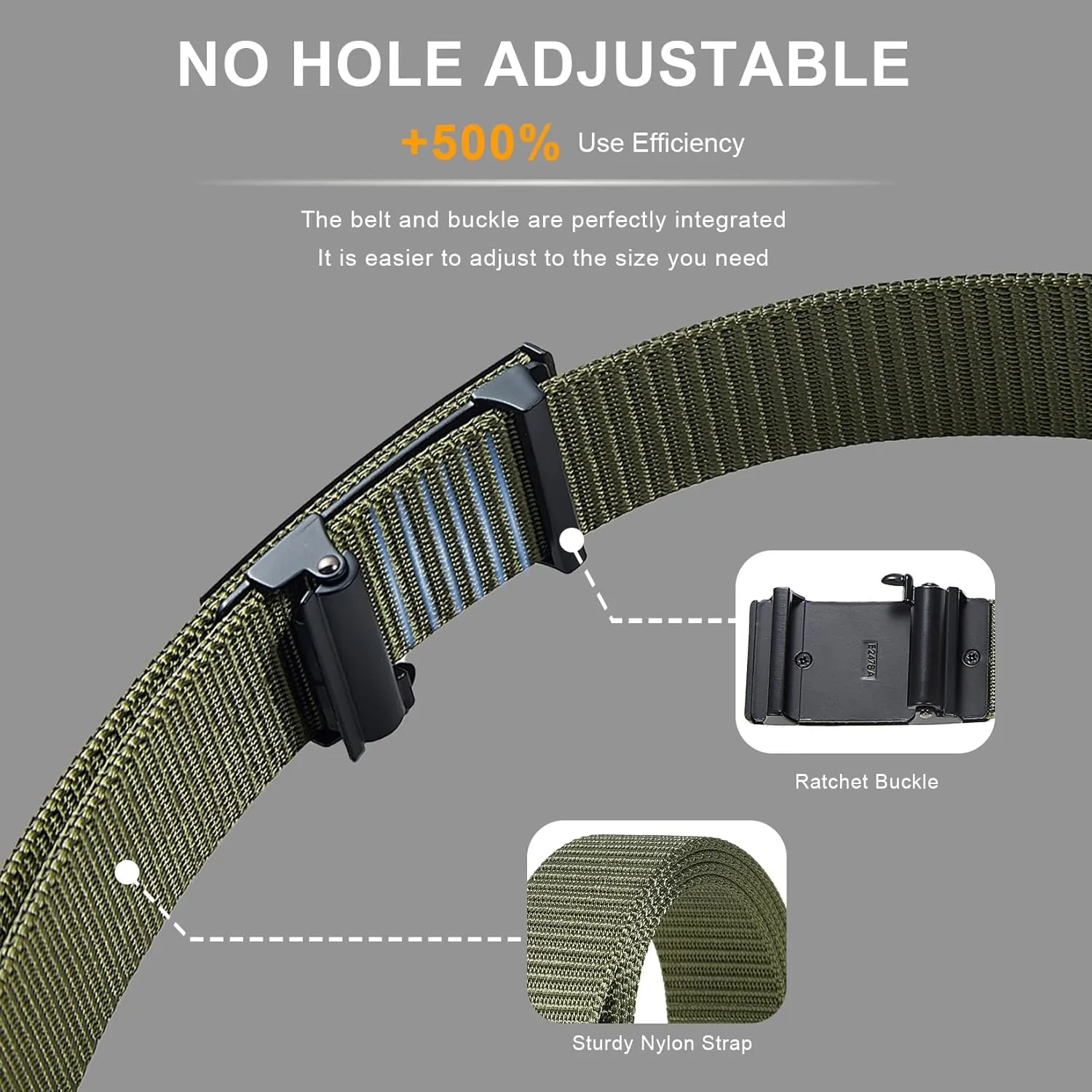 Men's Ratchet Web Belts,Outdoors Hiking Tactical Belt for Men,Nylon No Holes Golf Belts with Automatic Buckle