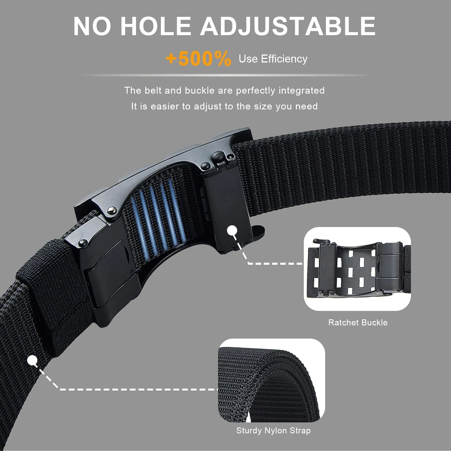 Men's Ratchet Web Belts,Outdoors Hiking Tactical Belt for Men,Nylon No Holes Golf Belts with Automatic Buckle