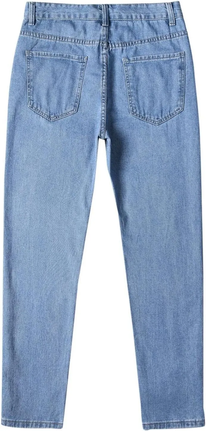 Men's Relaxed Fit Flex Jeans Solid Classic Regular Straight Leg Jean Casual Loose Fit Trousers with Pockets for Daily
