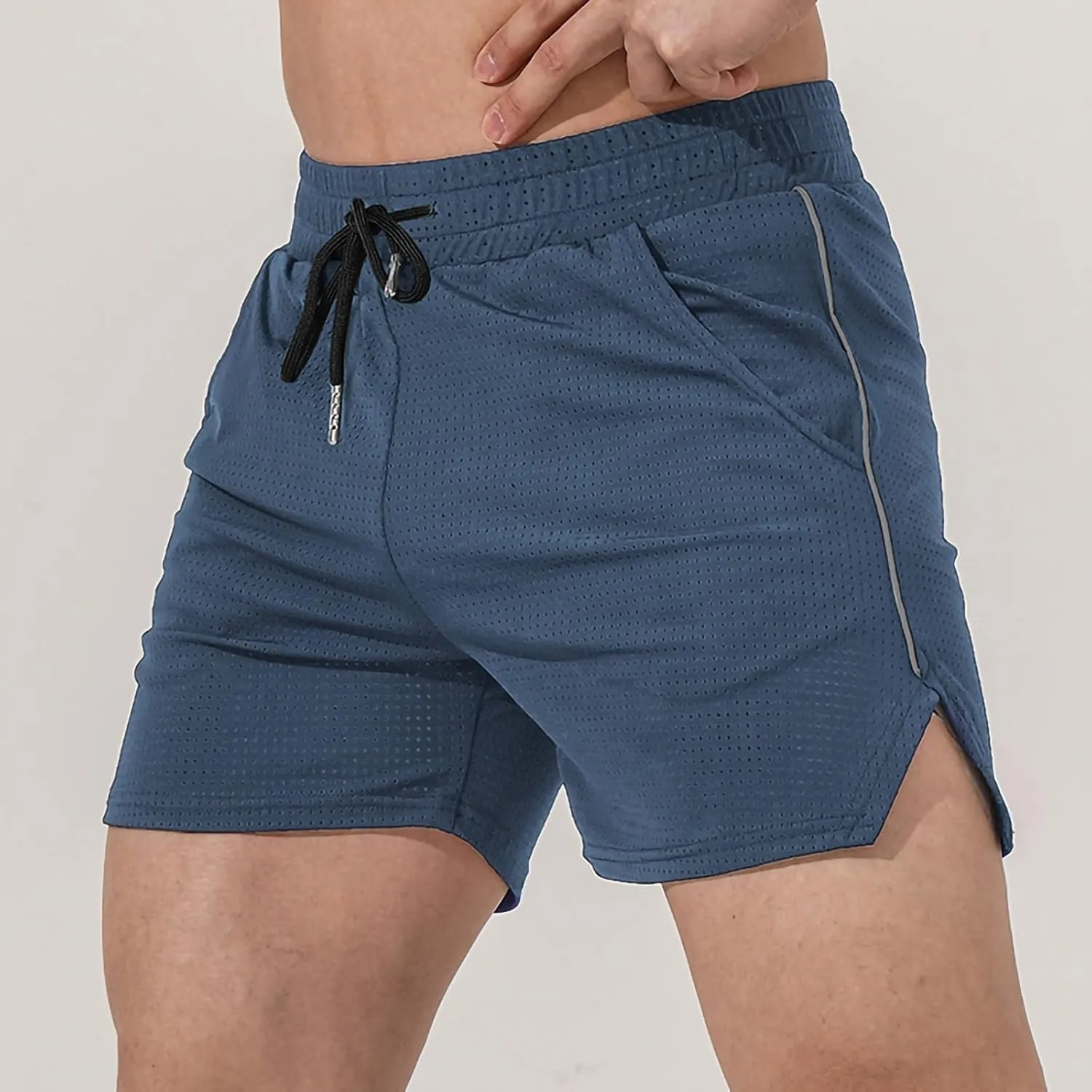 Mens Running Athletic Shorts Mesh Quick Dry Shorts Drawstring Pants Stretchy Gym Sport Shorts Comfy Breathable Short