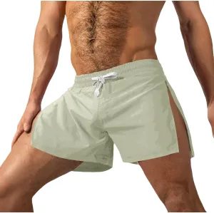 Mens Running Shorts 3 Inch Lightweight Drawstring Waist Athletic Shorts Summer Quick Dry High Split Gym Yoga Shorts