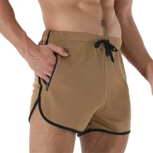 Men's Running Shorts Quick Dry Drawstring Sports Shorts Solid Color Athletic Pants Summer Bodybuilding Workout Pants