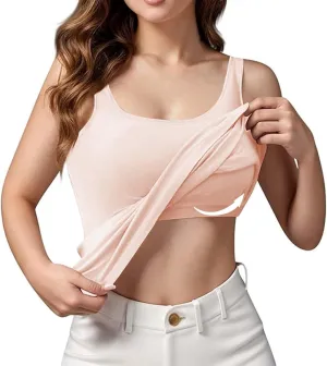 Miyaomn Women's Tank Top with Built in Bras 2025 Summer Strappy Basic Layer Padded Cami Shirts Casual Solid Workout Yoga Tops