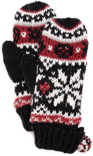 MUK LUKS Women's Icelandic Patterned Mitten, Black, OS