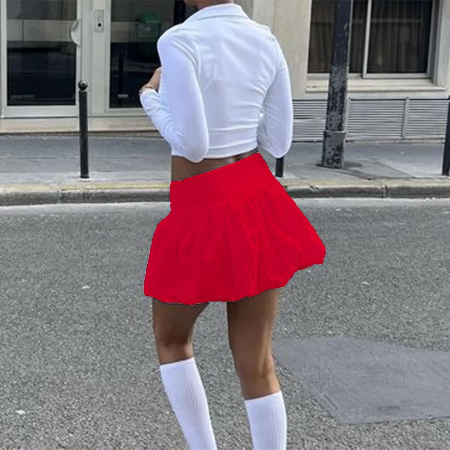 Nituyy Women Y2K Mini Bubble Skirts Ruffle Hem High Waisted Pleated Short Skirts Puffy Balloon A-line Skirt Summer Dresses