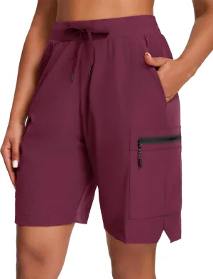 Oalka Women's Hiking Shorts Lightweight Zipper Pockets Cargo Quick Dry Summer Shorts