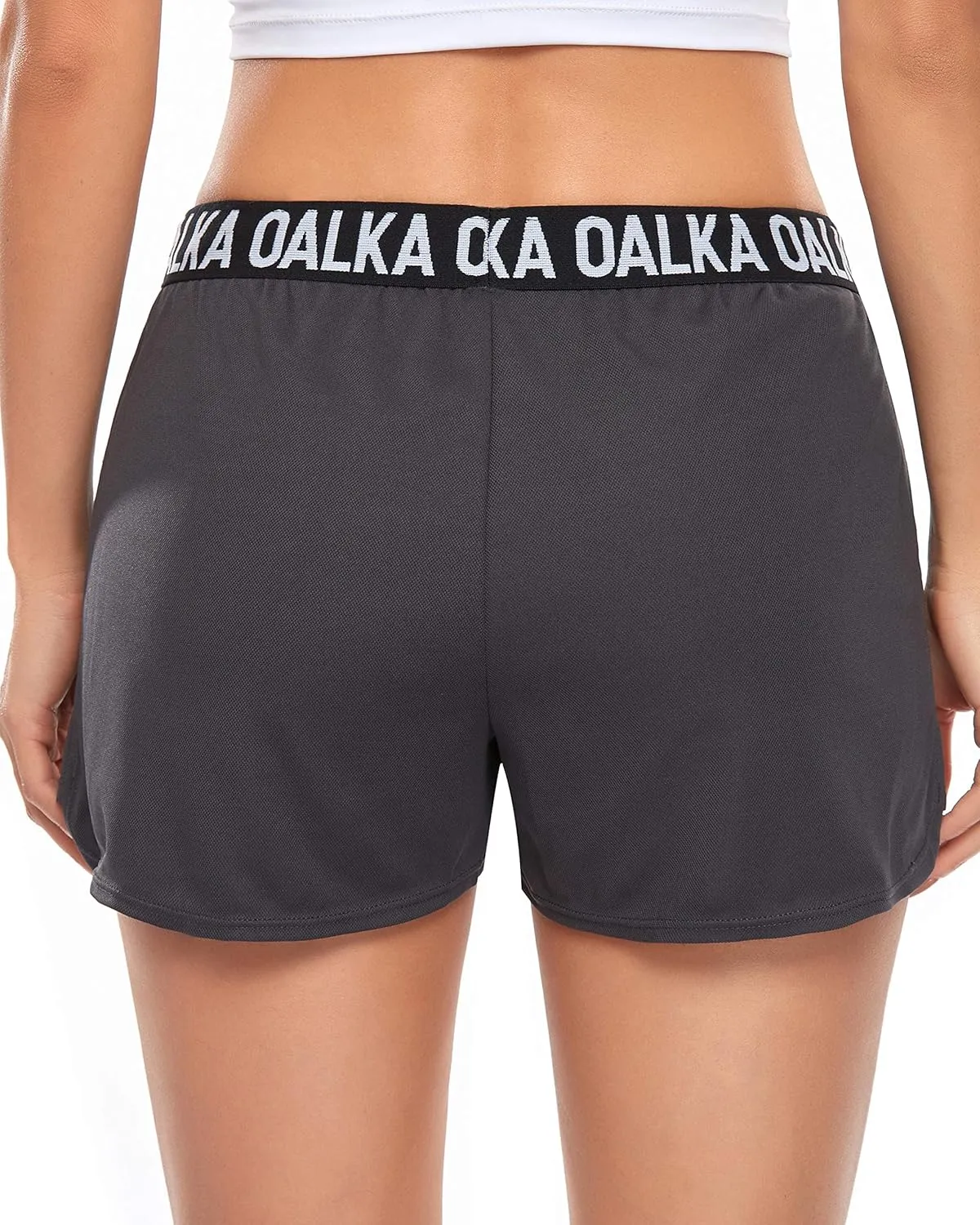 Oalka Women's Running Shorts Out Side Pockets Sports Athletic Workout Fittness Lightweight Gym Shorts