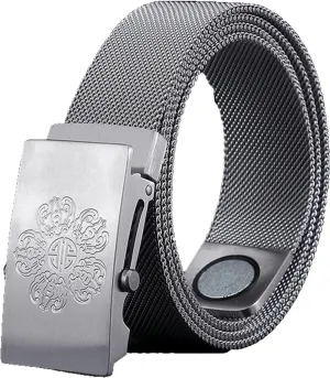 Ratchet Belts for Men Stainless Steel,No Leather Metal Braided Magnetic Belt with Roller Buckle