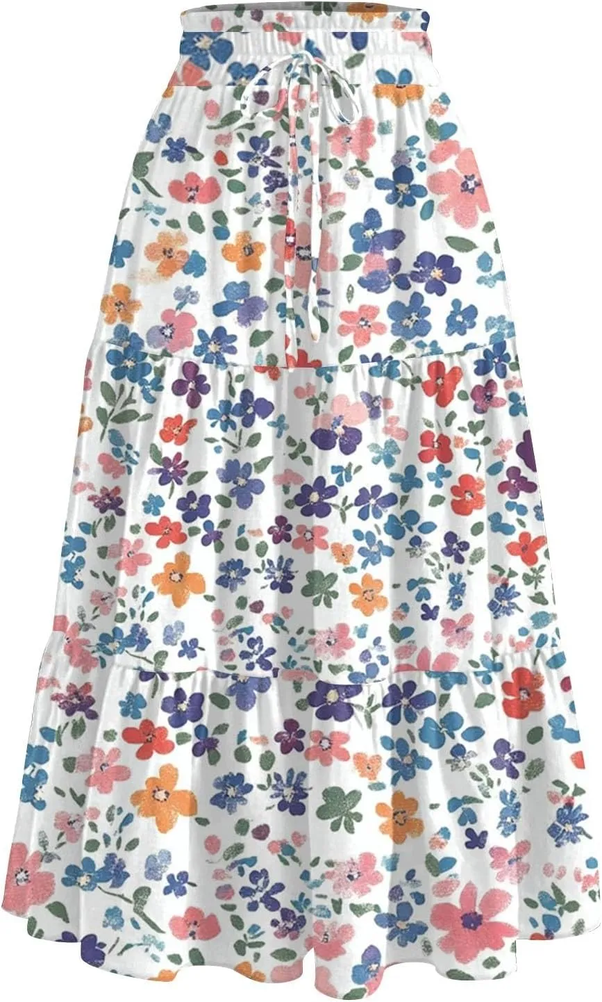 Renaissance Maxi Skirt for Women Boho Flowy Long Skirt High Waist A-Line Design