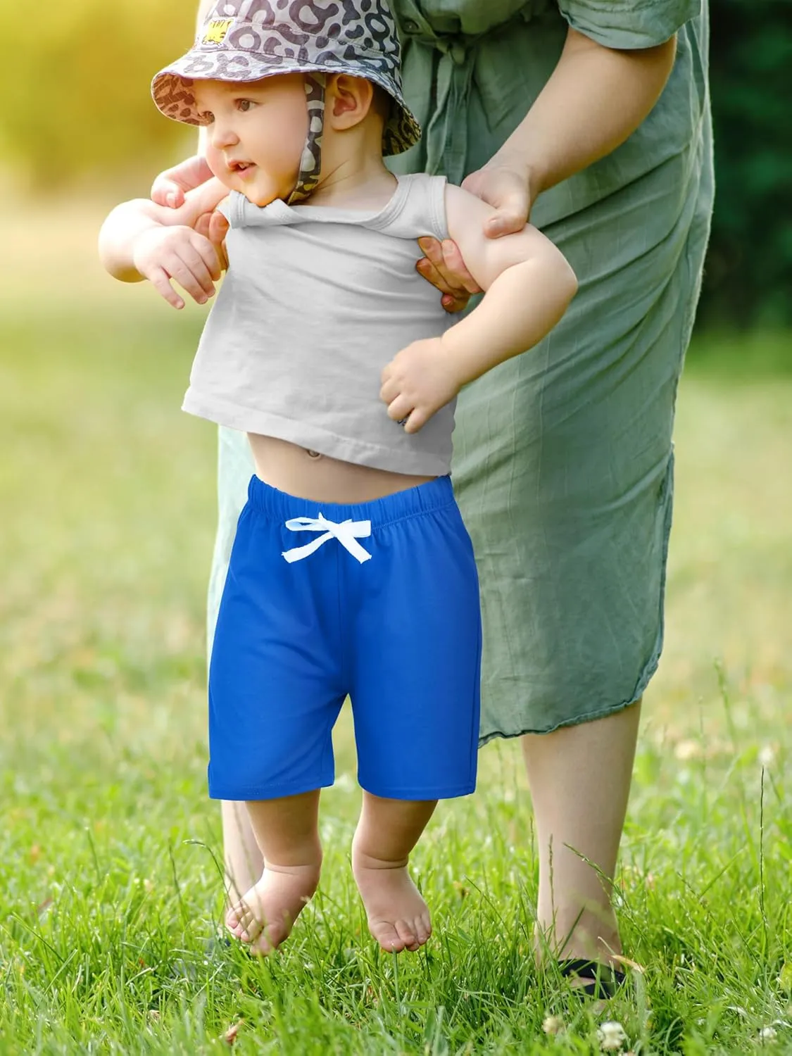 Resinta 4 Pack Baby Boys' Cotton Shorts Baby Casual Shorts Soft Toddler Baby Boys' Pull-On Shorts