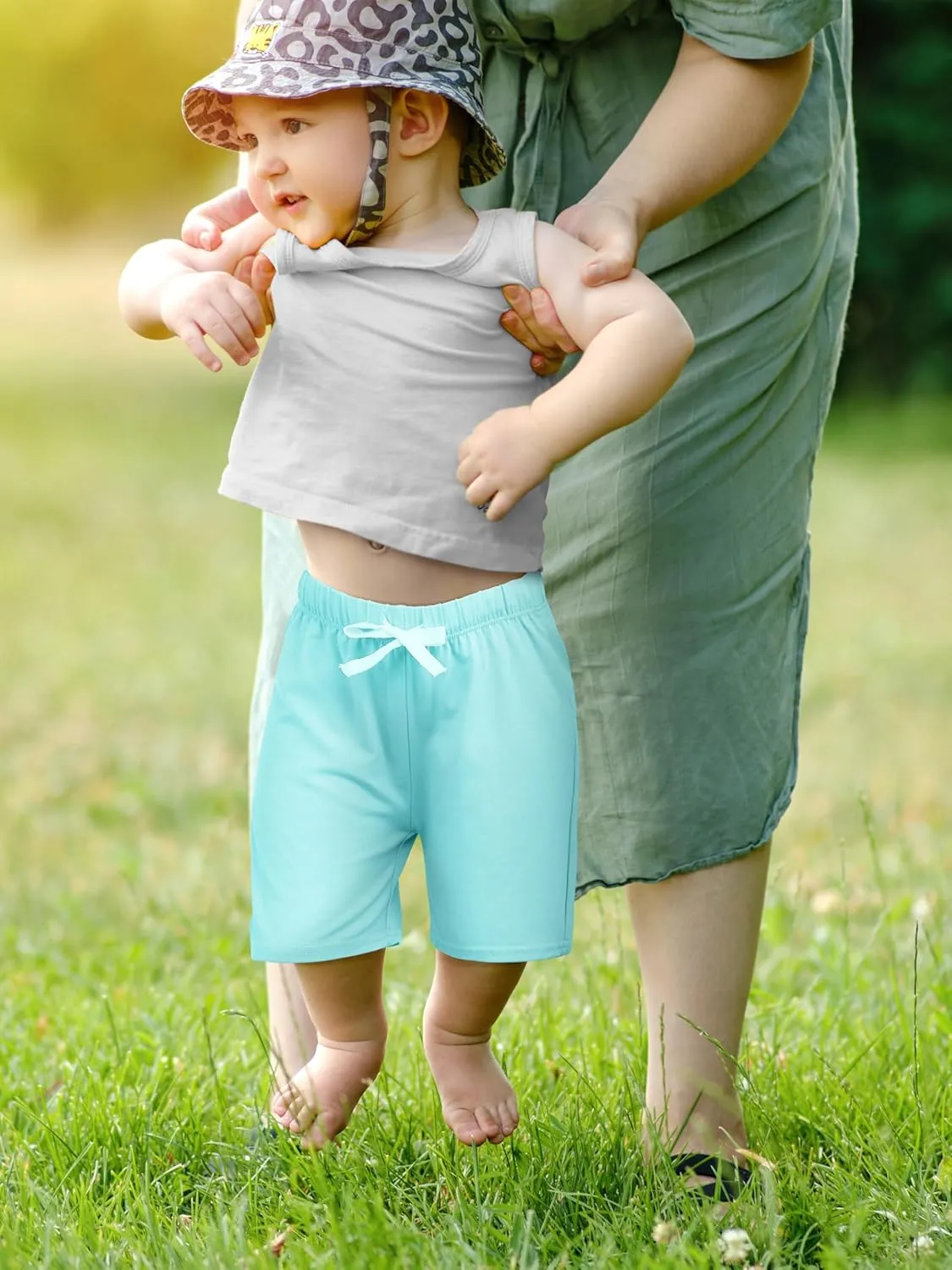 Resinta 4 Pack Baby Boys' Cotton Shorts Baby Casual Shorts Soft Toddler Baby Boys' Pull-On Shorts
