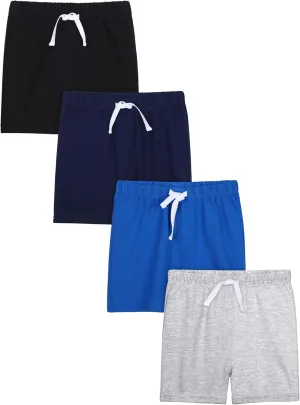 Resinta 4 Pack Baby Boys' Cotton Shorts Baby Casual Shorts Soft Toddler Baby Boys' Pull-On Shorts