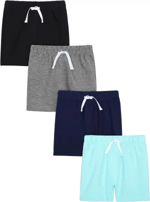 Resinta 4 Pack Baby Boys' Cotton Shorts Baby Casual Shorts Soft Toddler Baby Boys' Pull-On Shorts