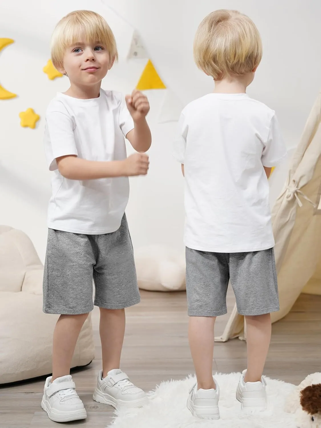 Resinta 5 Pack Toddler Boy Shorts Boys Cotton Short Soft Baby Casual Shorts with Drawstring