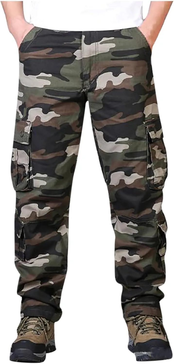 Ripstop Tactical Pants Men's Lightweight Camo Parachute Trousers Hiking Casual Cargo Pants with Multi Pockets