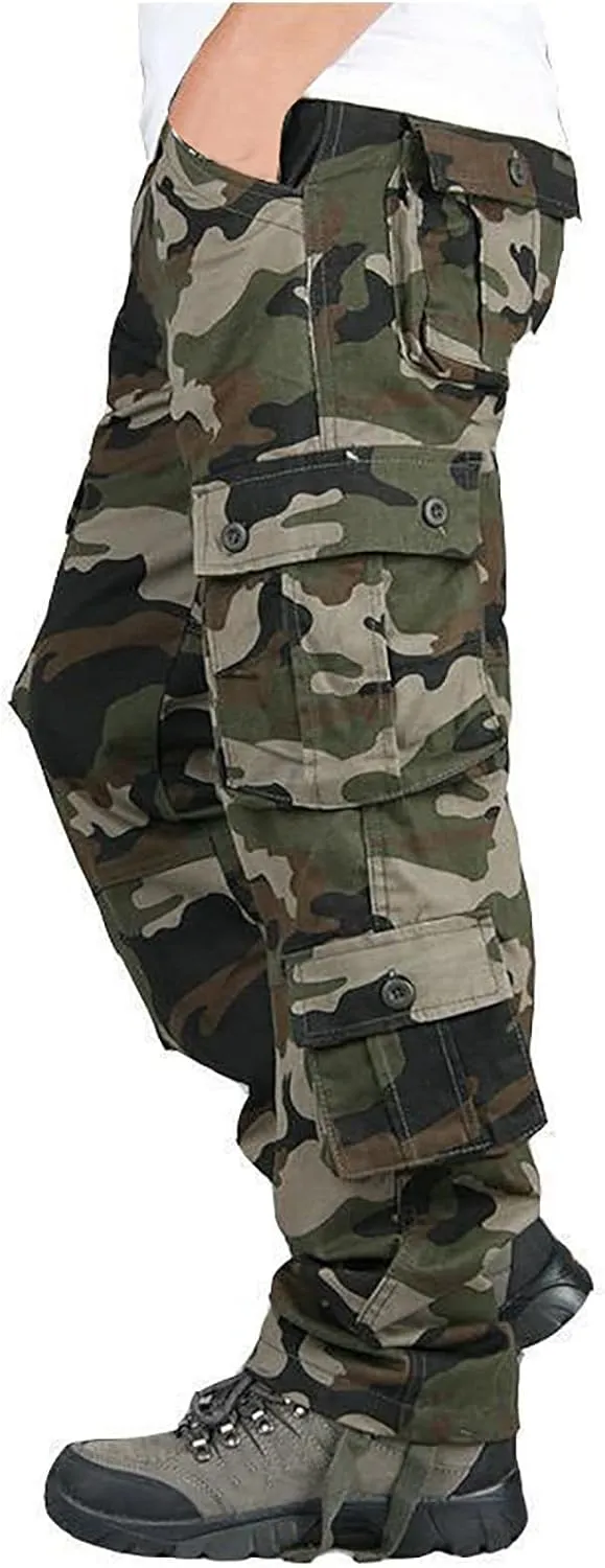 Ripstop Tactical Pants Men's Lightweight Camo Parachute Trousers Hiking Casual Cargo Pants with Multi Pockets