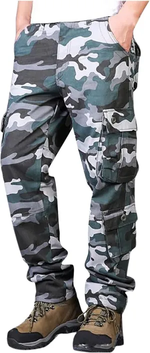 Ripstop Tactical Pants Men's Lightweight Camo Parachute Trousers Hiking Casual Cargo Pants with Multi Pockets