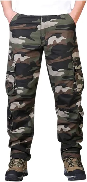 Ripstop Tactical Pants Men's Lightweight Camo Parachute Trousers Hiking Casual Cargo Pants with Multi Pockets