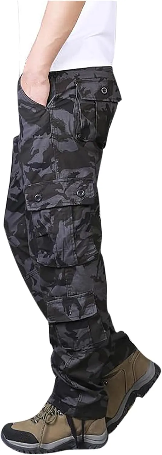 Ripstop Tactical Pants Men's Lightweight Camo Parachute Trousers Hiking Casual Cargo Pants with Multi Pockets