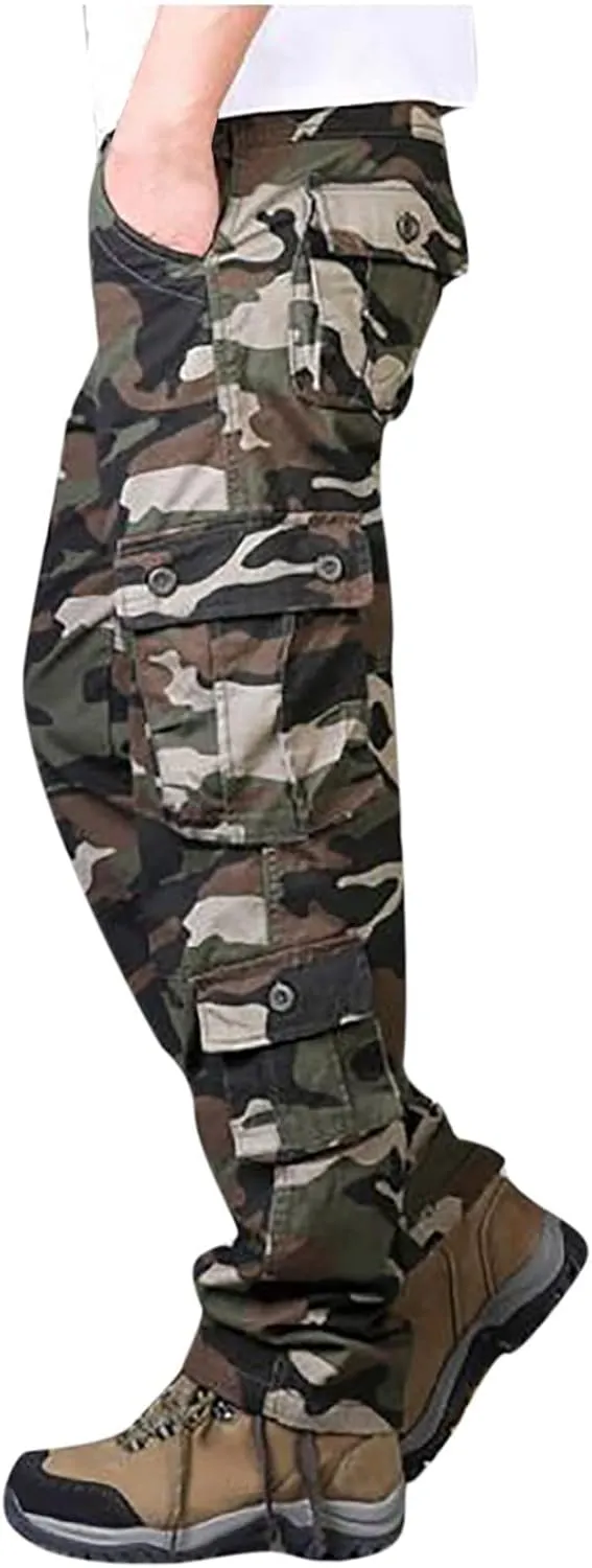 Ripstop Tactical Pants Men's Lightweight Camo Parachute Trousers Hiking Casual Cargo Pants with Multi Pockets