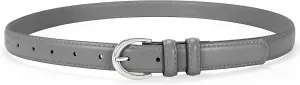 SANSTHS Women Leather Belt for Jeans Pants Fashion Ladies Skinny Belt for Dresses Thin Belt with Single Prong Buckle