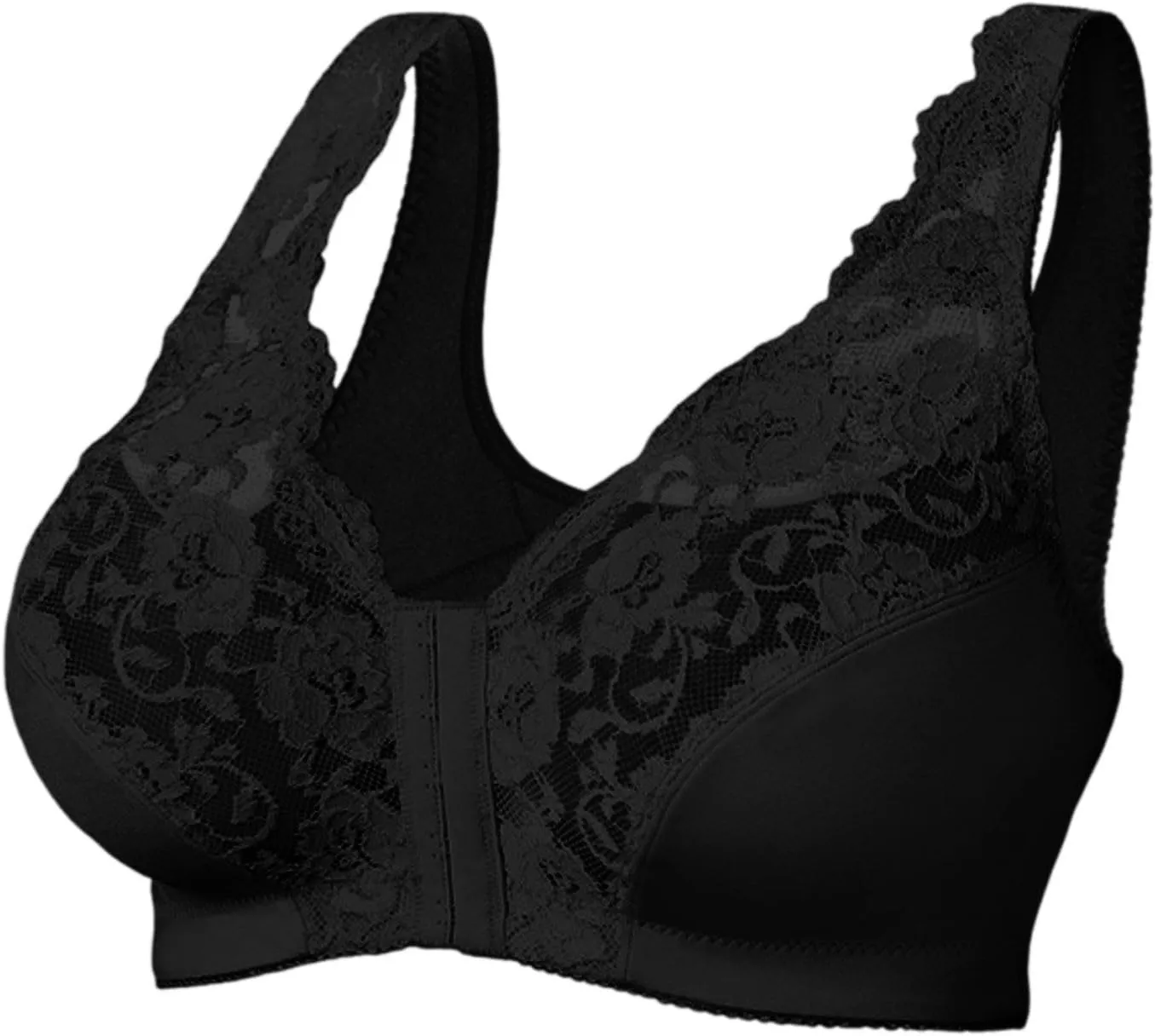 Seamless Bras for Women Front Closure No Underwire Bras Lace Mesh Breathable Push Up Bralette Convenient Comfort Bra