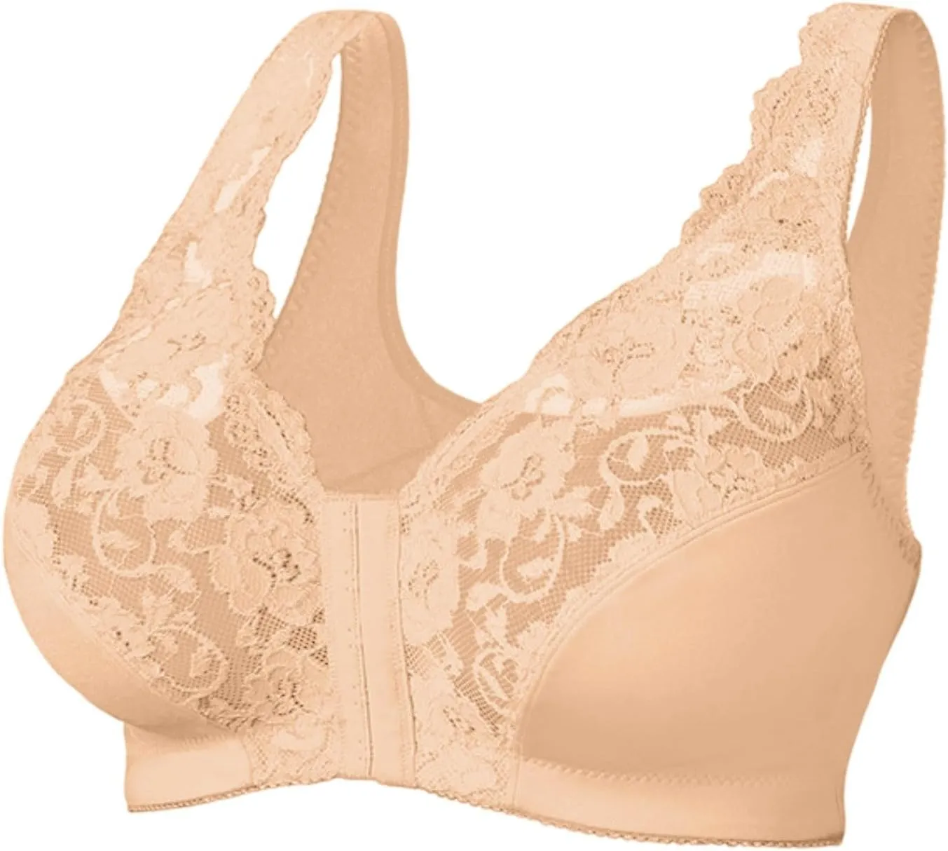 Seamless Bras for Women Front Closure No Underwire Bras Lace Mesh Breathable Push Up Bralette Convenient Comfort Bra