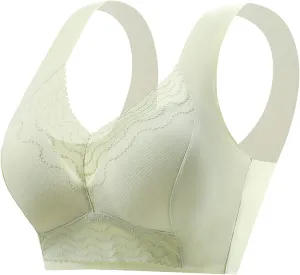 Seamless Sexy Push Up Wireless Bra Plus Size Posture Correcting Bra for Seniors Ice Silk Gathering Bra