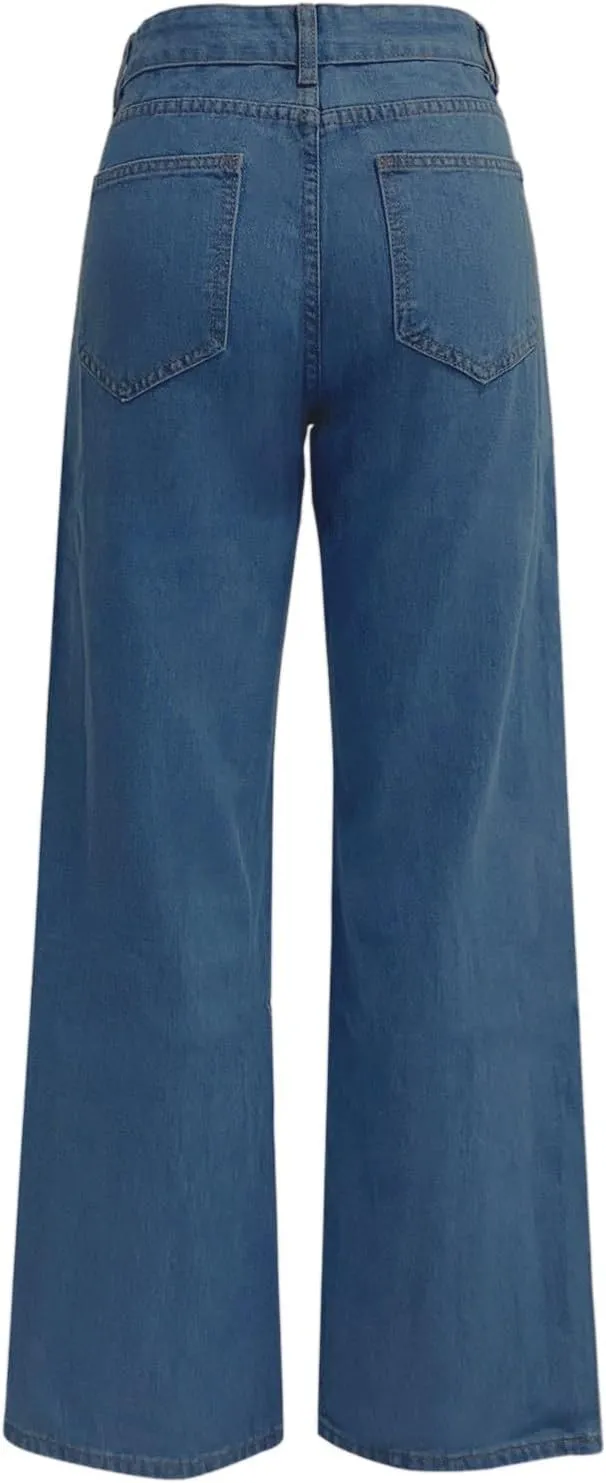 Seraphae Sweatpant Jeans Women, Comfort Jeans Denim High Waited Baggy Wide Leg with Stretch Sweatpant