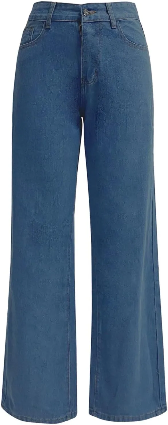 Seraphae Sweatpant Jeans Women, Comfort Jeans Denim High Waited Baggy Wide Leg with Stretch Sweatpant