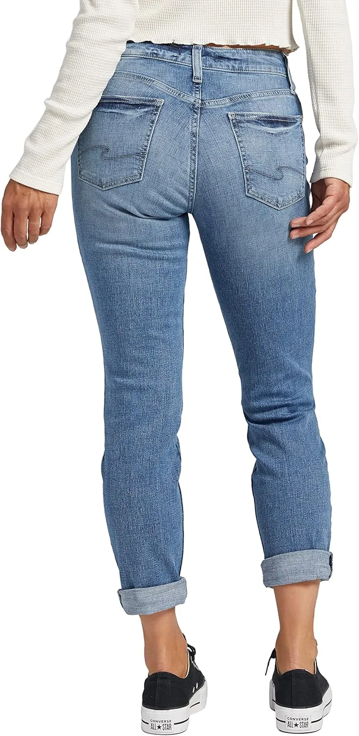 Silver Jeans Co. Women's Boyfriend Mid Rise Slim Leg Jeans