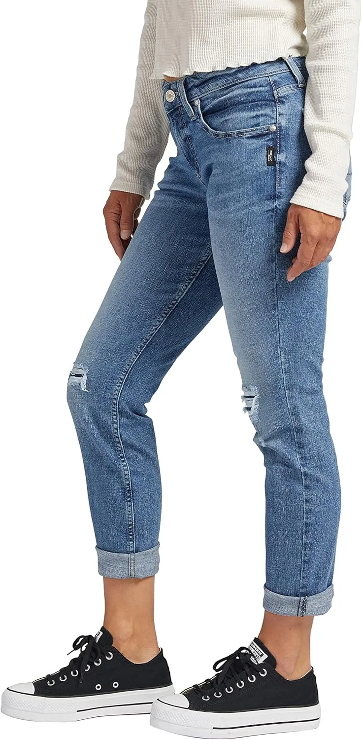 Silver Jeans Co. Women's Boyfriend Mid Rise Slim Leg Jeans