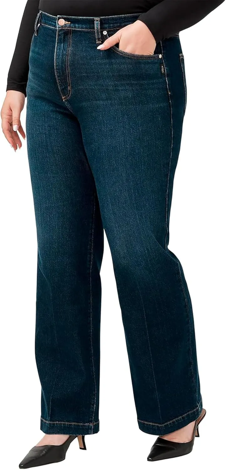 Silver Jeans Co. Women's Plus Size Highly Desirable High Rise Trouser Leg Jeans
