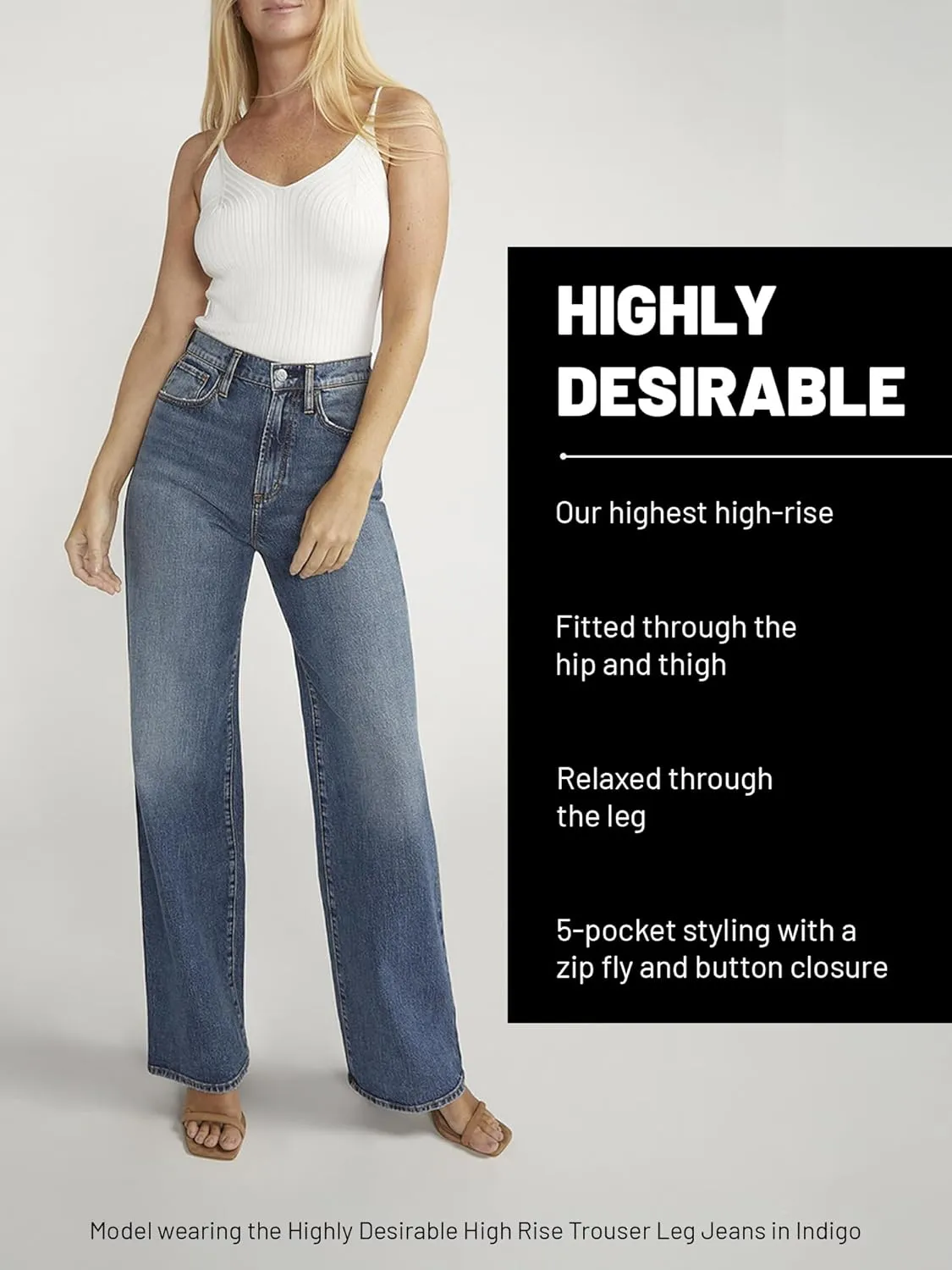 Silver Jeans Co. Women's Plus Size Highly Desirable High Rise Trouser Leg Jeans