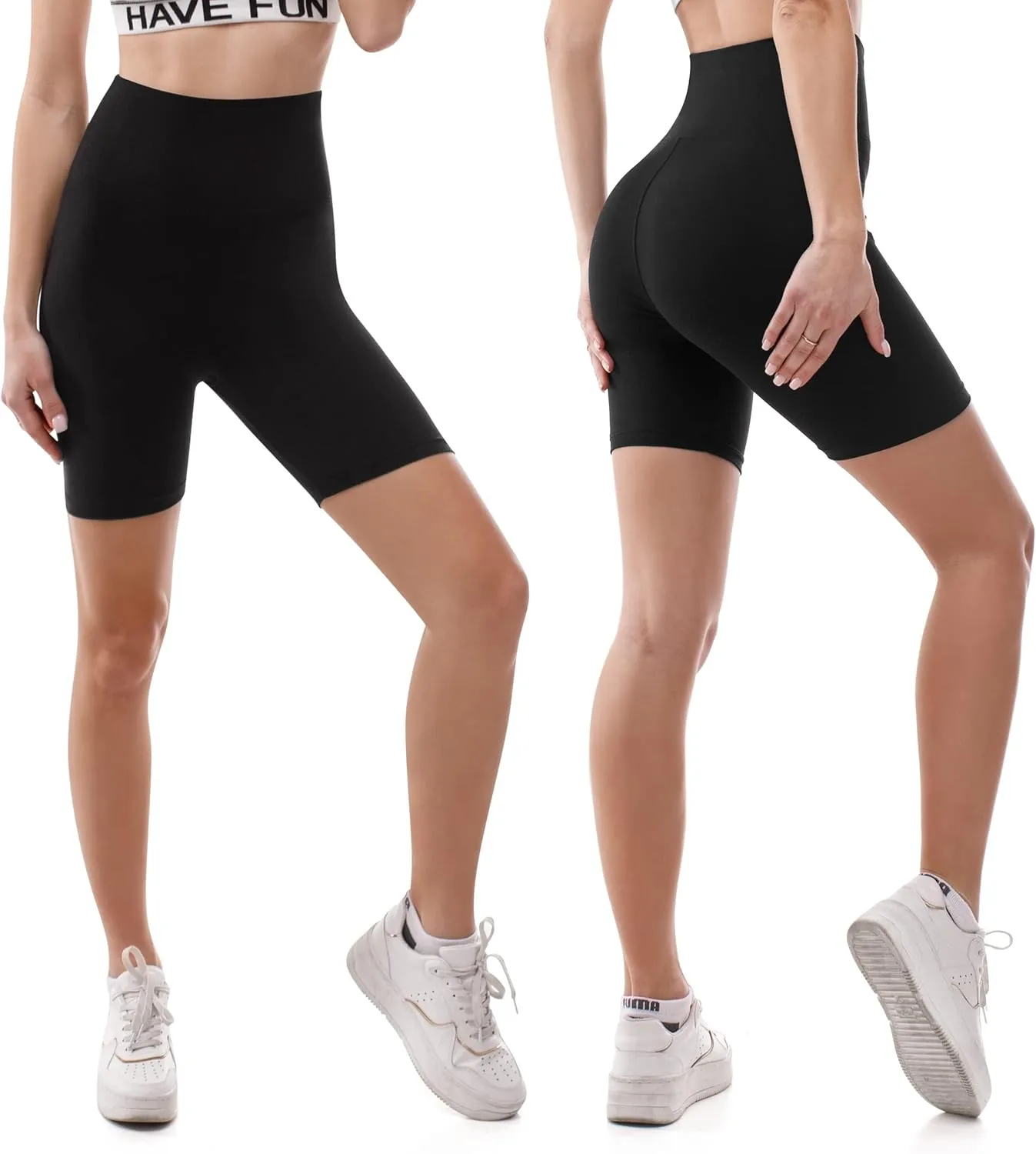 SINOPHANT High Waisted Women Biker Shorts - 6” Buttery Soft Elastic Tummy Control Shorts for Gym, Yoga, Workout