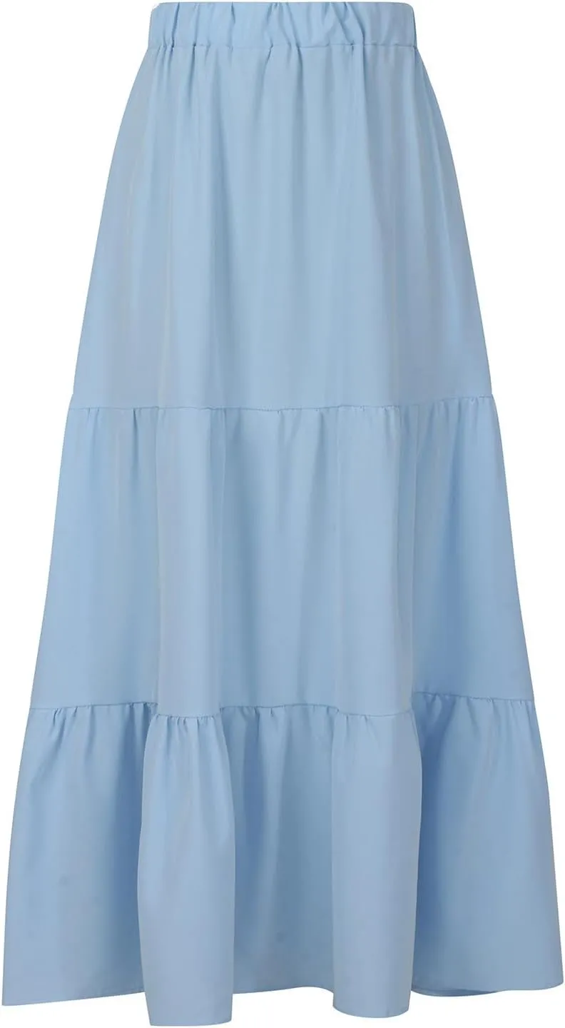 Skirts for Women Trendy Boho Summer Long Skirts A Line Flowy Skirts High Waisted Maxi Skirts for Beach Vacation