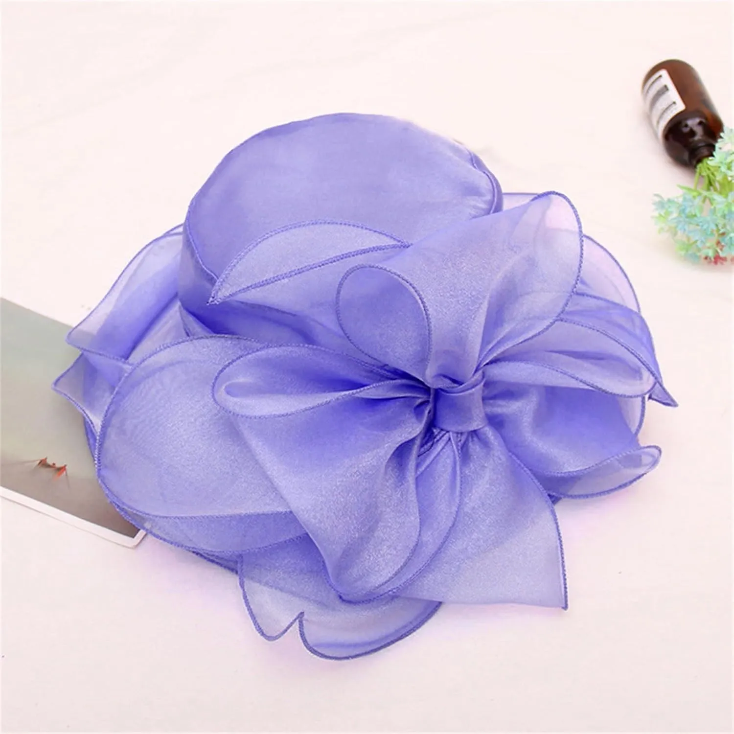 Spring Summer Mesh Sunshade Hat Flower Temperament Wedding Dress Hat Sun Dome Large Brim Hat Fashion Bag for