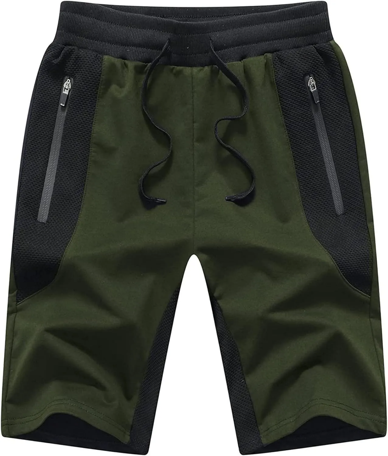 STICKON Mens Shorts Casual Classic Fit Drawstring Summer Beach Shorts with Zipper Pockets