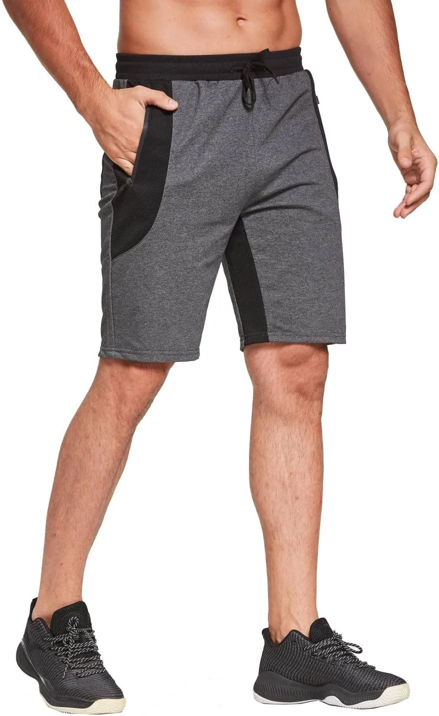 STICKON Mens Shorts Casual Classic Fit Drawstring Summer Beach Shorts with Zipper Pockets