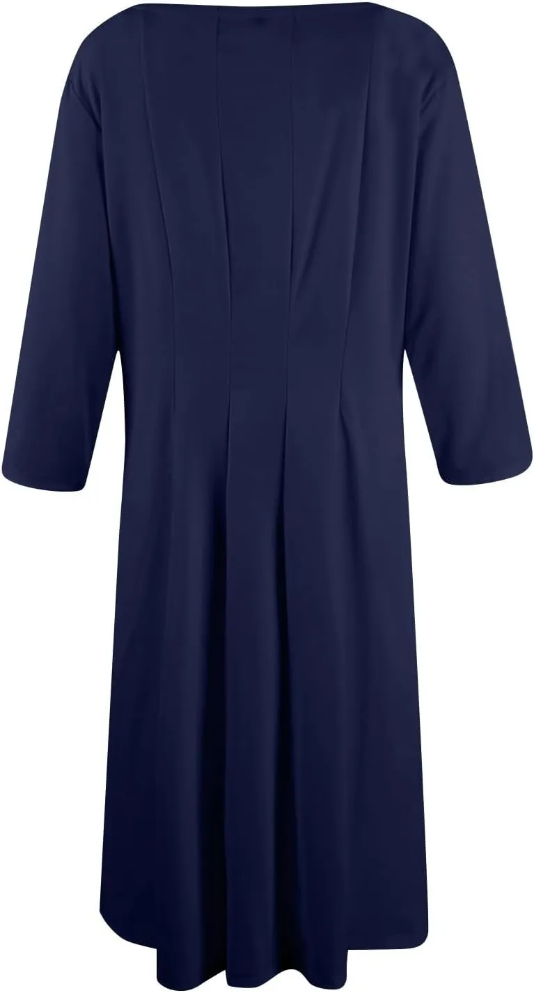 Summer Dresses for Women Crewneck 3/4 Sleeve Dress A Line Dress Spring Midi Casual Flowy with Pocket