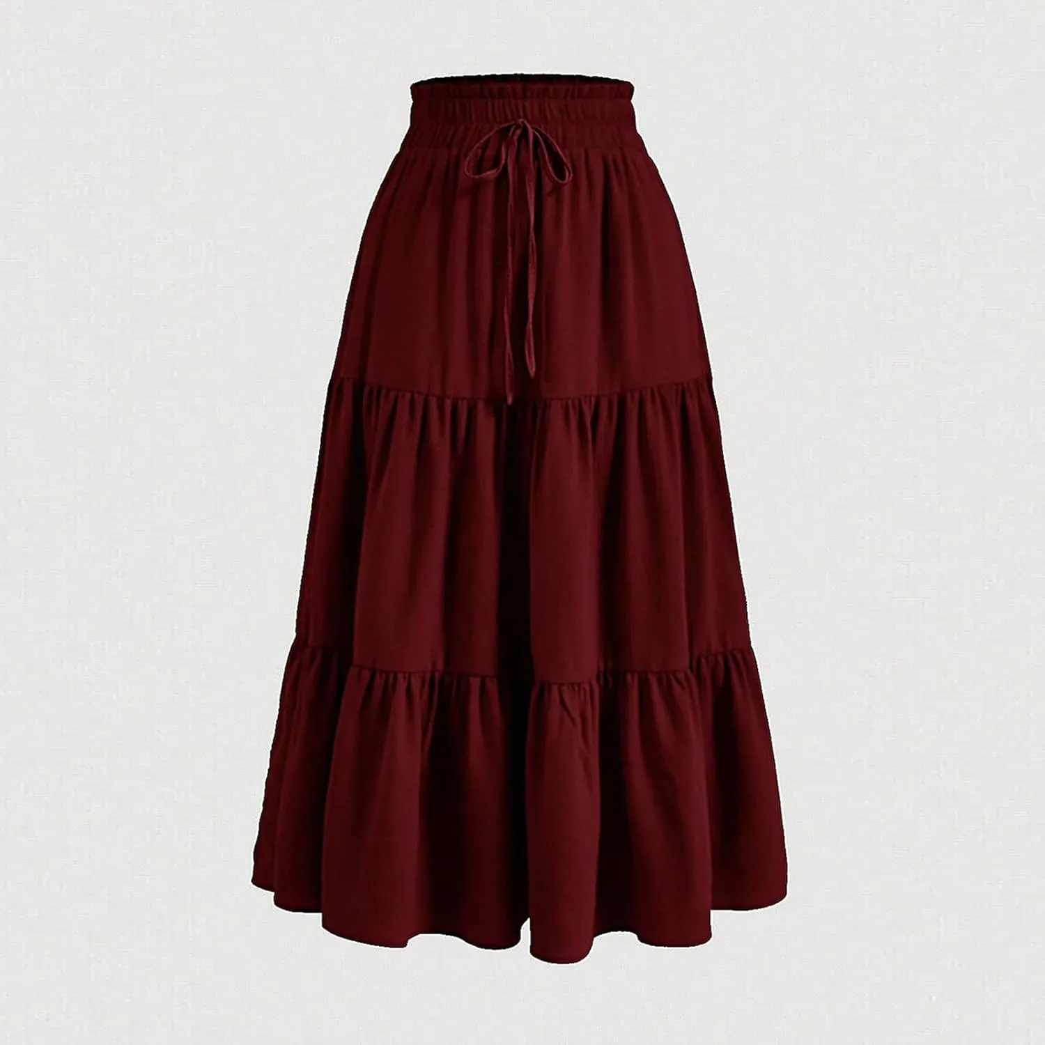 Summer Skirts for Women 2025 Maxi Skirt A Line Floral Skirts Tiered Elastic High Waisted Tie Front Ruffle Hem Skorts