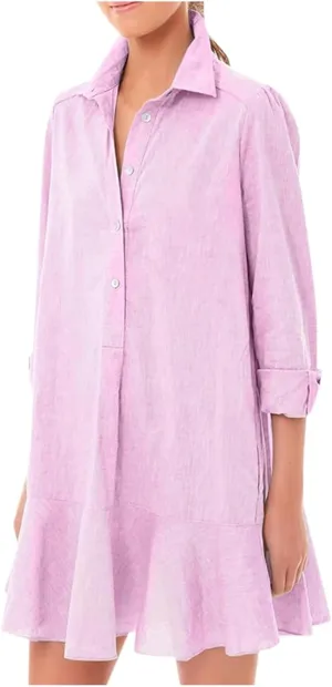 Swim Cover up for Women 2025 Summer Ruffle Sleeve Solid Color Button Down Shift Dresses with Pockets Beach Cover up